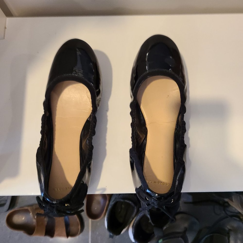Cole Haan shiny black flats, 6-1/2, great shape